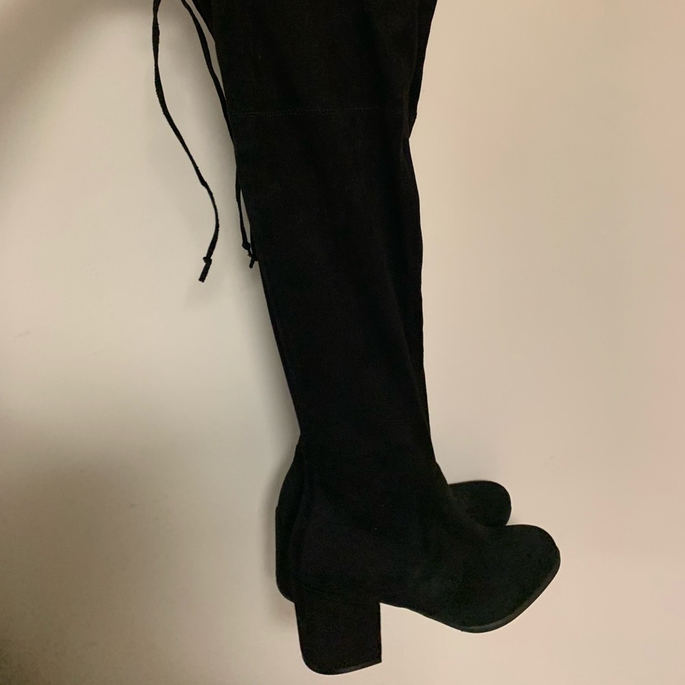 Black suede over the knee boots